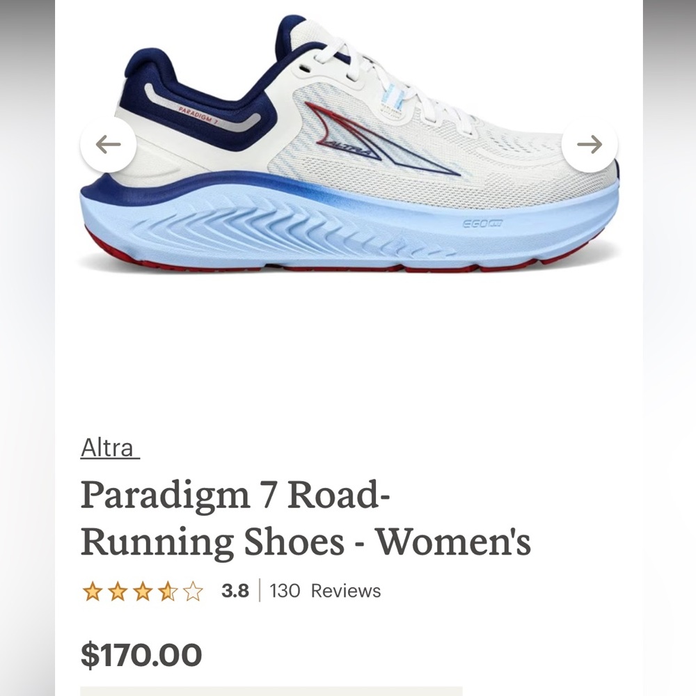 Brand New Altra Women’s Paradigm 7 size 8.5 in White/blue